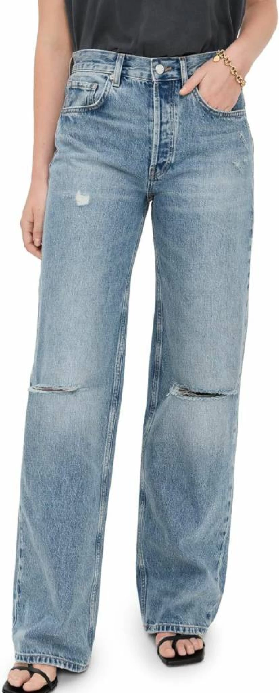 ANINE BING Women's Hugh High-Rise Slim Fit Jeans - Premium Denim Pants for Women