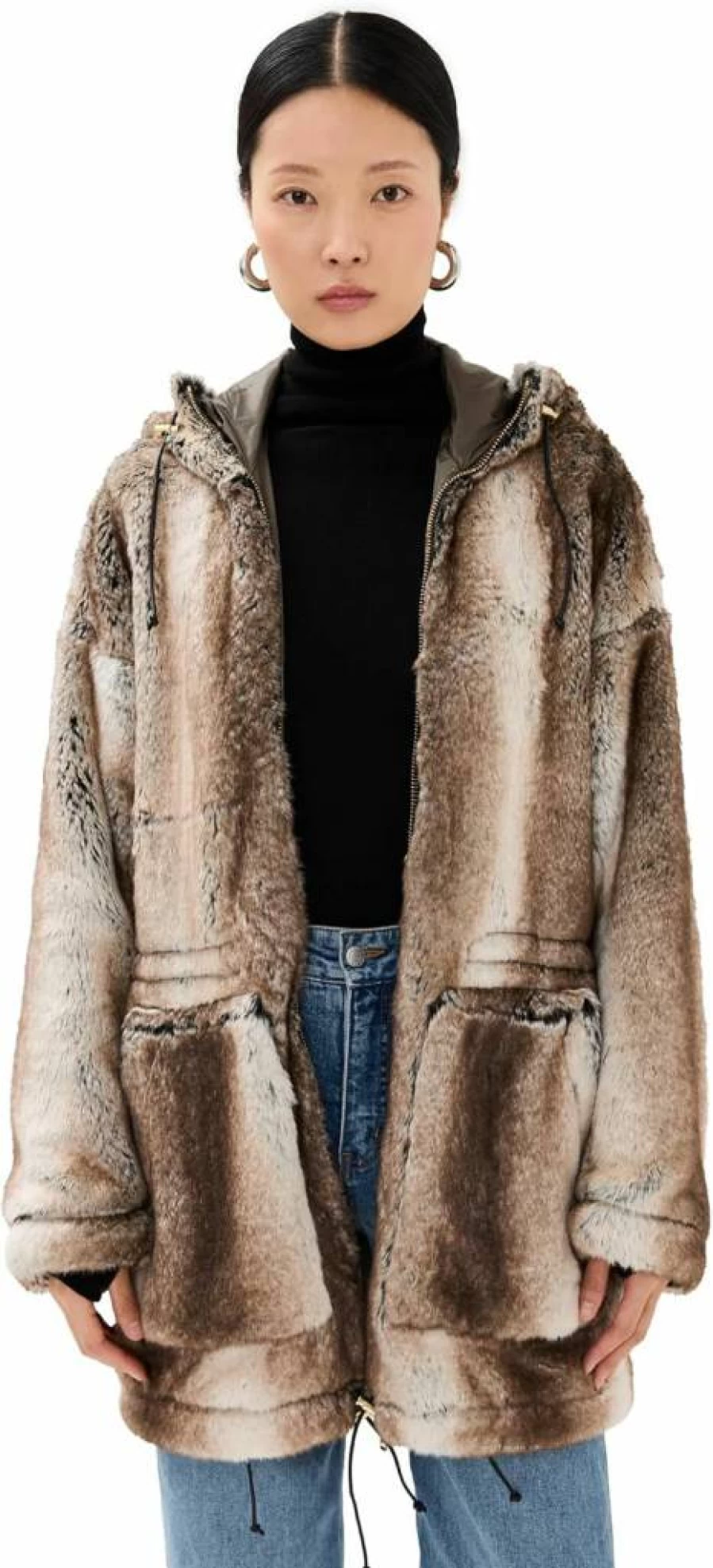 HALFBOY Women's Eco-Friendly Faux Fur Parka Coat – Sustainable Winter Outerwear