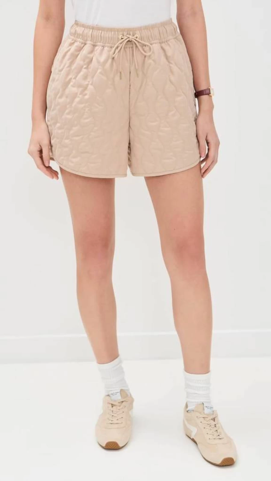 Varley Women's Catrine High-Waisted Quilted Shorts - Comfortable Athletic Shorts for Yoga & Running