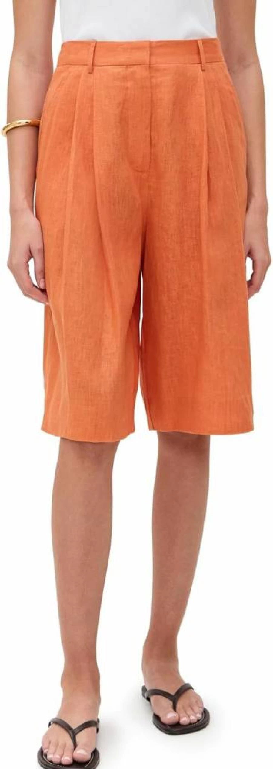STAUD Women's Cruz Linen Shorts - High-Waisted Summer Shorts with Pockets | Breathable Linen Blend | Casual Comfort