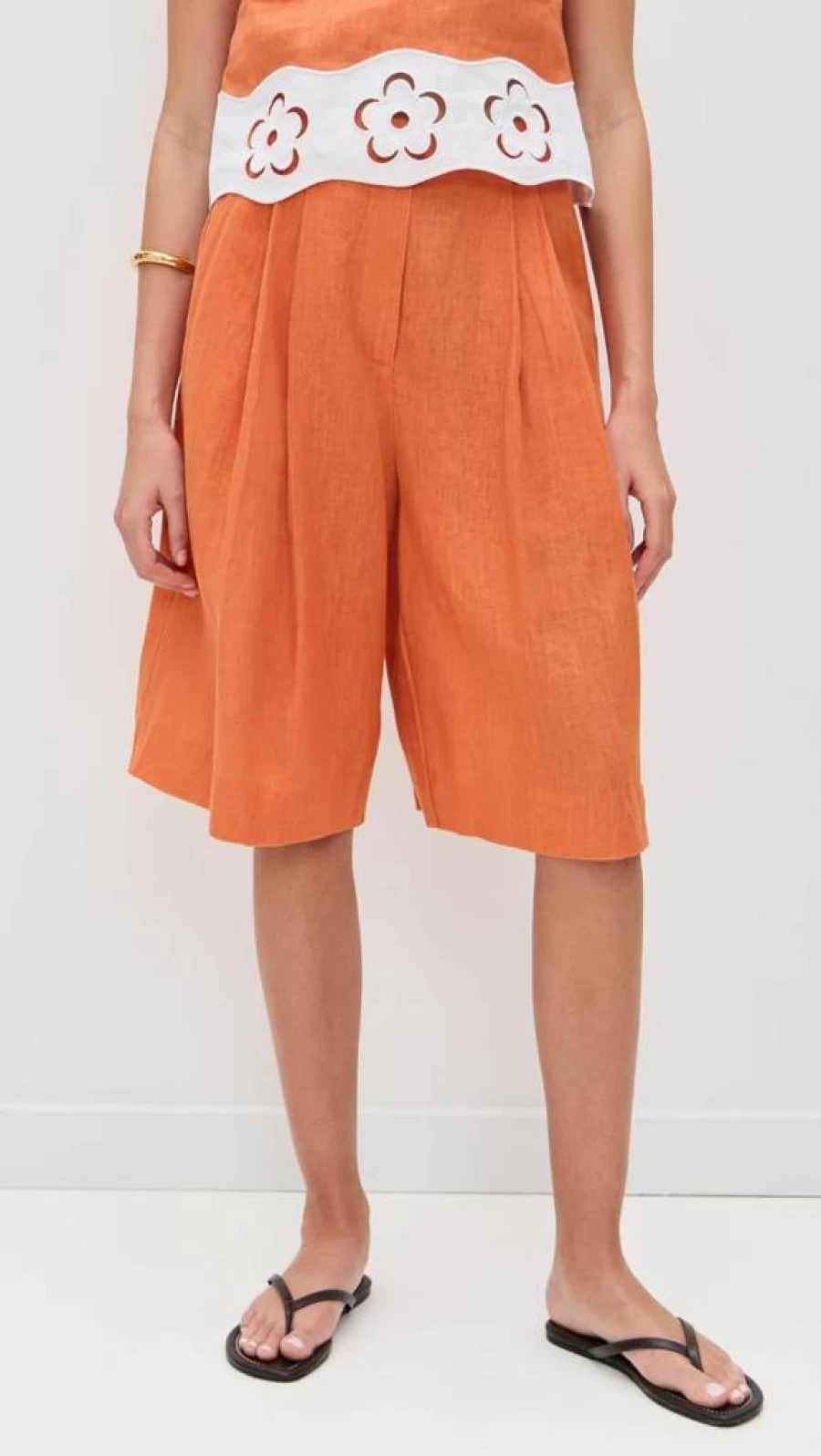 STAUD Women's Cruz Linen Shorts - High-Waisted Summer Shorts with Pockets | Breathable Linen Blend | Casual Comfort