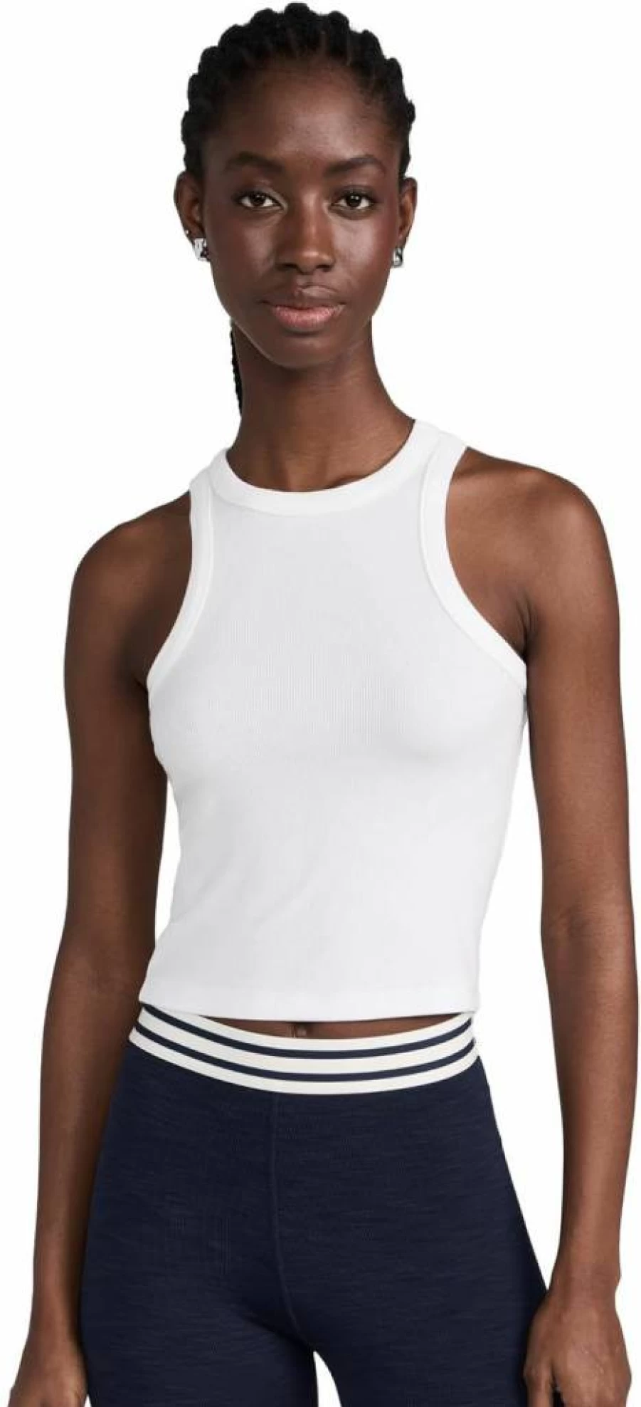 SPLITS59 Women's Kiki Ribbed Crop Top - Stretchy Comfort Fit Yoga Tee