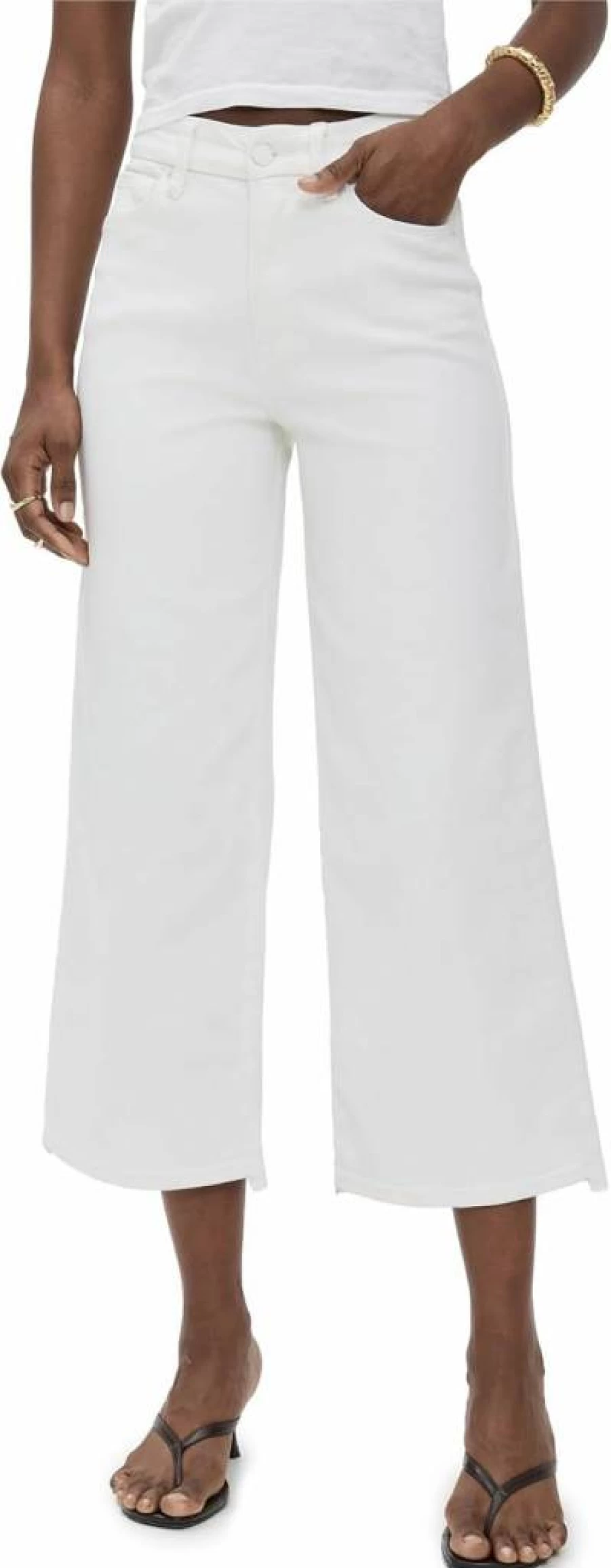 Good American Women's High-Waisted Cropped Palazzo Jeans in White - Size 6