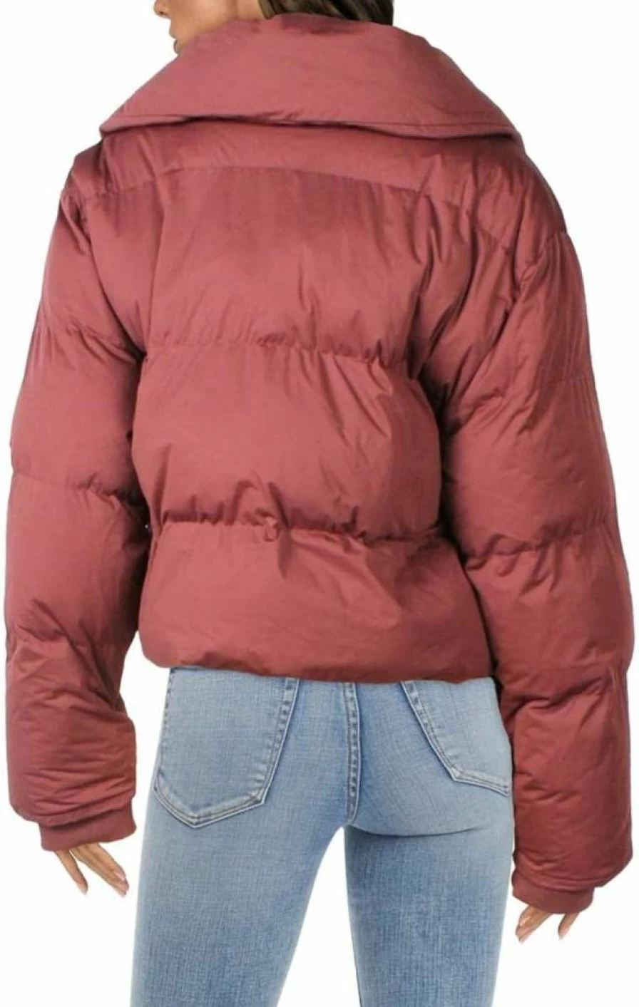 Avec Les Filles Women's Cropped Puffer Jacket - Warm Heavyweight Winter Coat