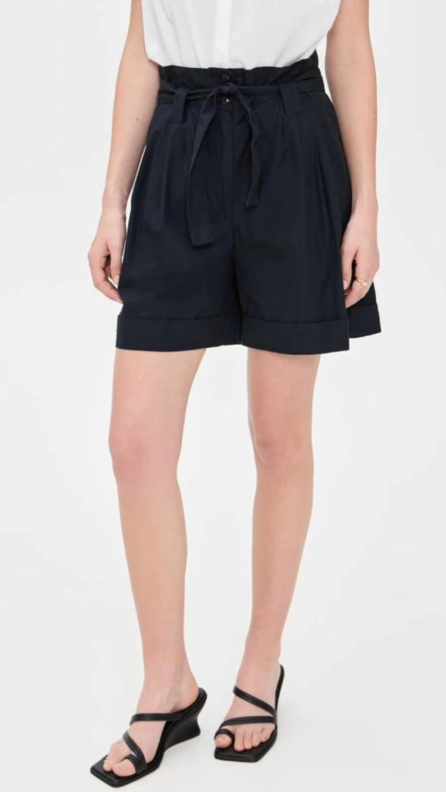 THE GREAT Women's Pleated High-Waist Trouser Shorts - Casual Chic Summer Pant