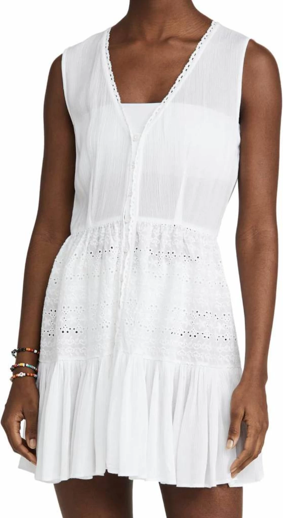 Playa Lucila Women's Floral Eyelet Mini Dress - Summer Boho Lace Sundress