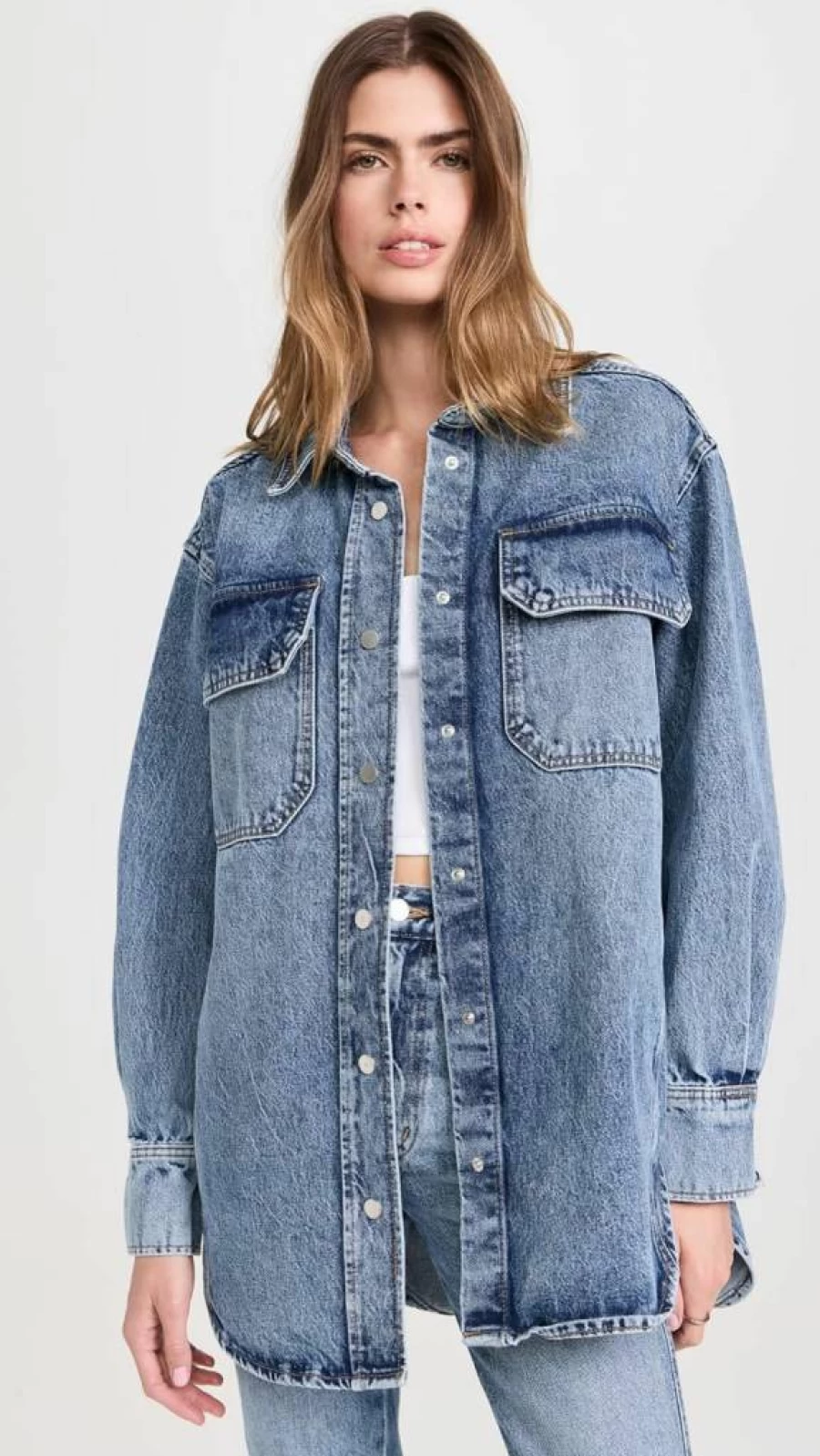 Apiece Apart Women's Pia Oversized Shacket - Lightweight Plaid Button-Down Coat Jacket