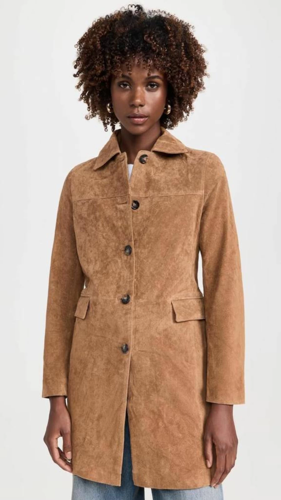 BLANKNYC Women's Genuine Suede Trench Coat - Classic Long Jacket for Women