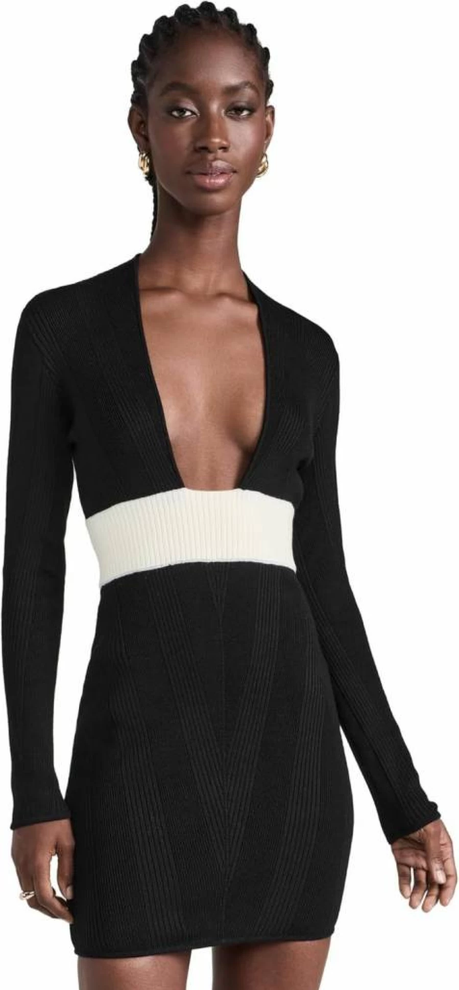 Victor Glemaud Women's U-Neck Long Sleeve Mini Dress - Elegant Bodycon Style
