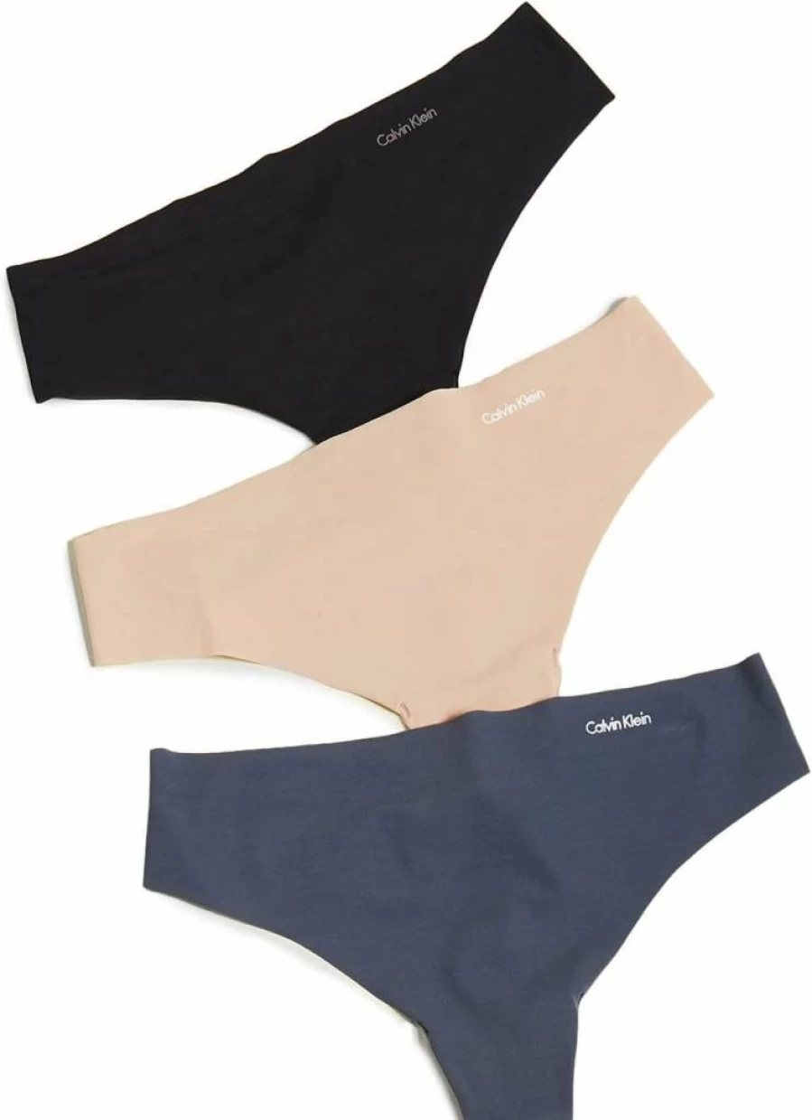 Calvin Klein Women's 3-Pack Seamless Invisible Thong Underwear QD3558