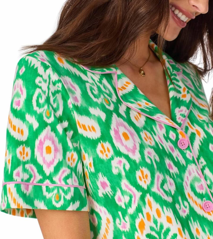 BedHead Pajamas Women's Organic Cotton Short Sleeve Notch Collar Pajama Set with Shorts