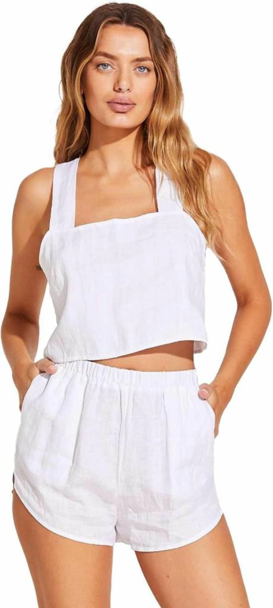 Vitamin A Women's Linen Swim Cover Up - Beach Shorts for Swimwear