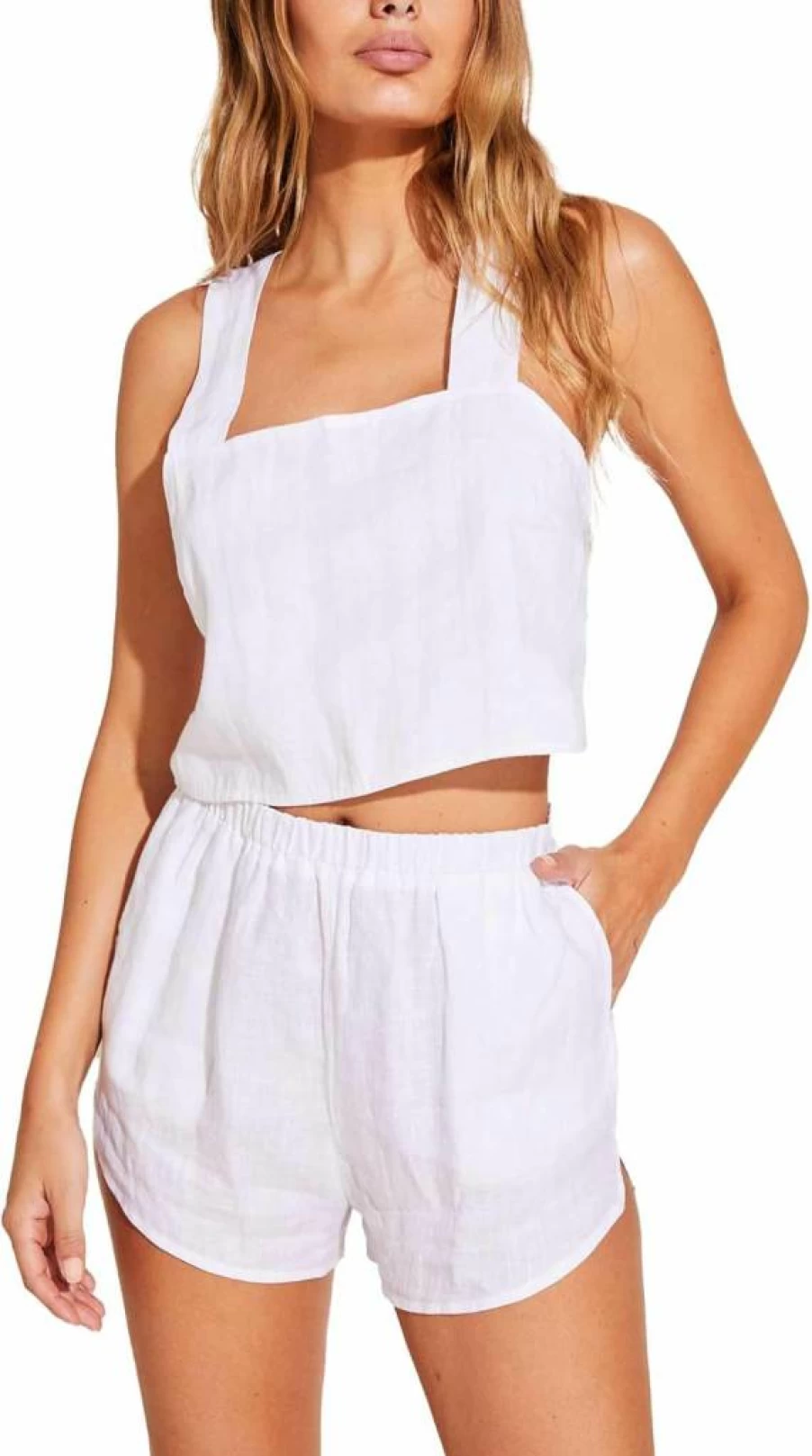 Vitamin A Women's Linen Swim Cover Up - Beach Shorts for Swimwear
