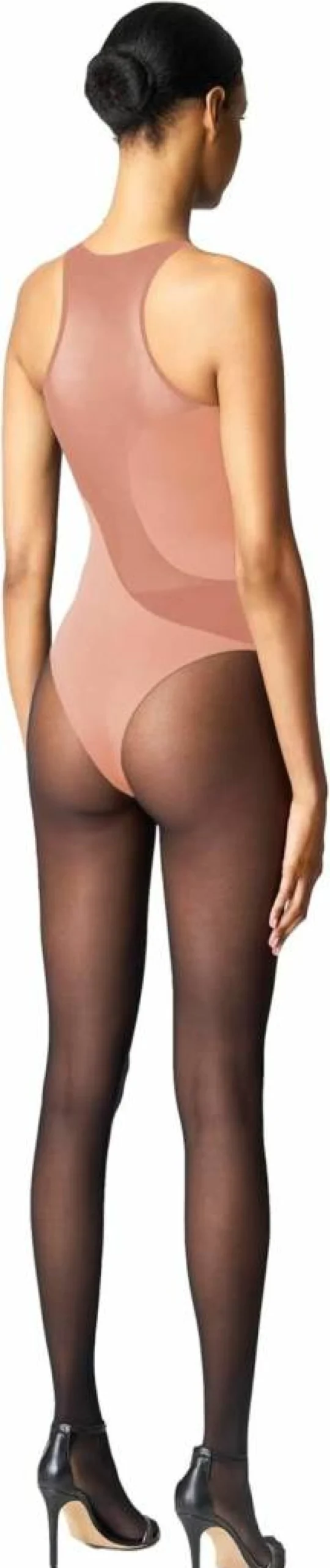 Wolford Women's Sleeveless Seamless Bodysuit - Brazilian Cut Sheer Satin Slim Fit with Snap Closure & Cotton Gusset