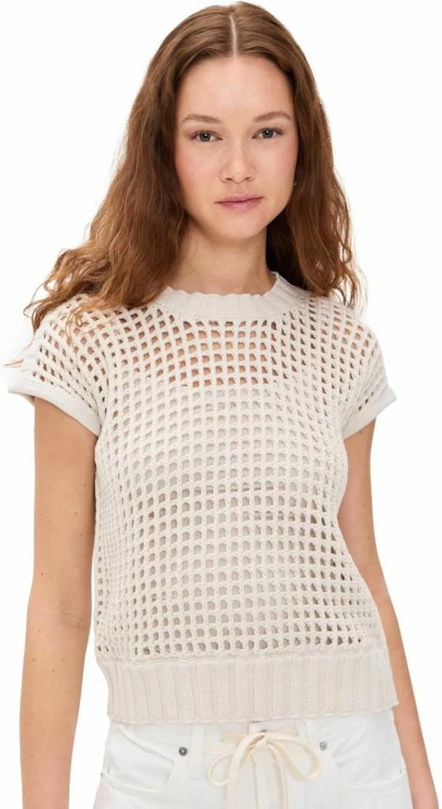 Splendid Women's Cella Jane Pointelle Knit Sweater Vest – Lightweight Lace Trim Pullover Top