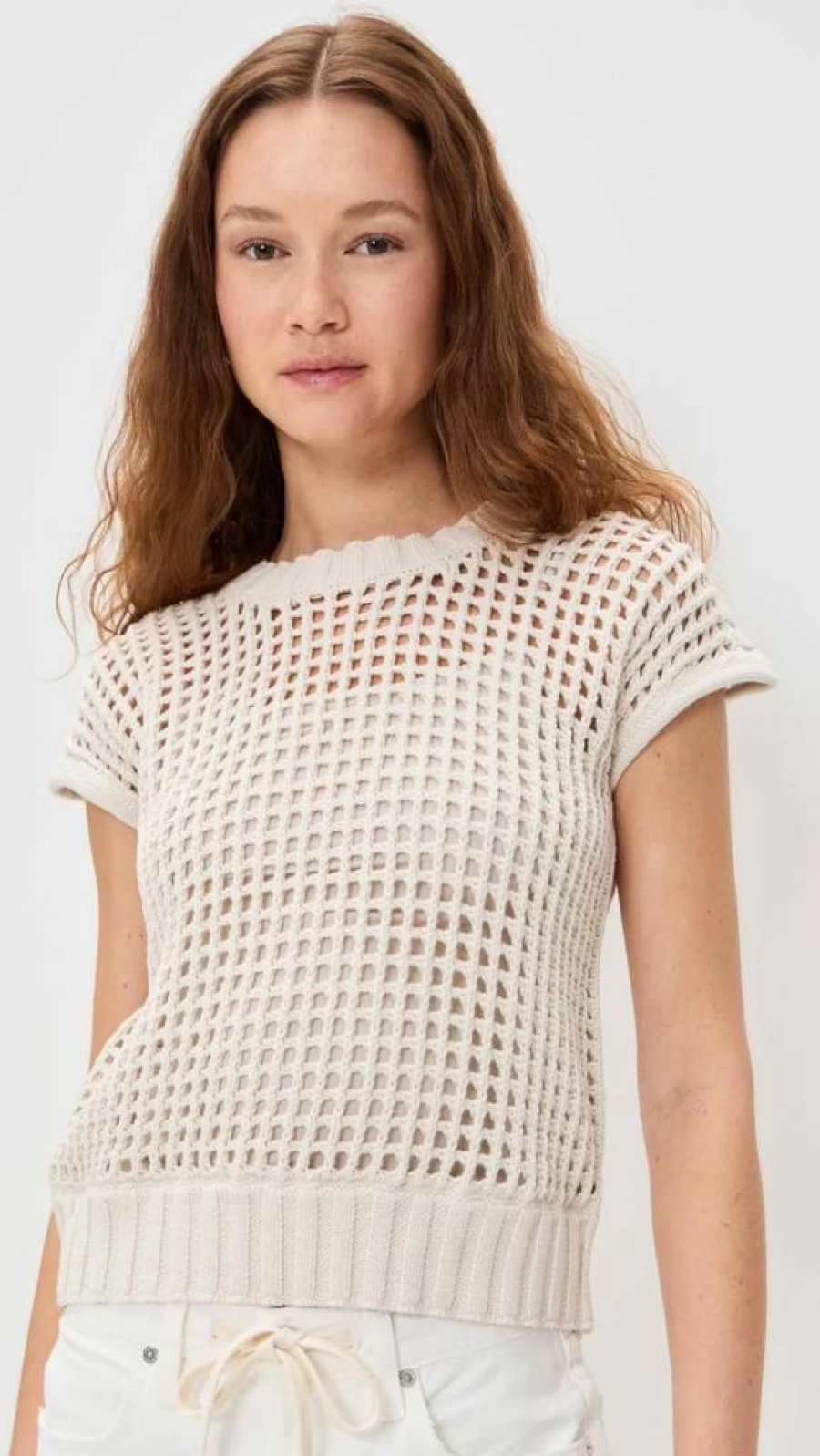 Splendid Women's Cella Jane Pointelle Knit Sweater Vest – Lightweight Lace Trim Pullover Top