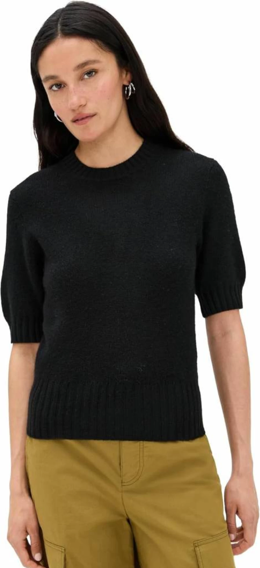 White + Warren Women's Luxury Cashmere T-Shirt Sweater - Soft Crewneck Pullover Top
