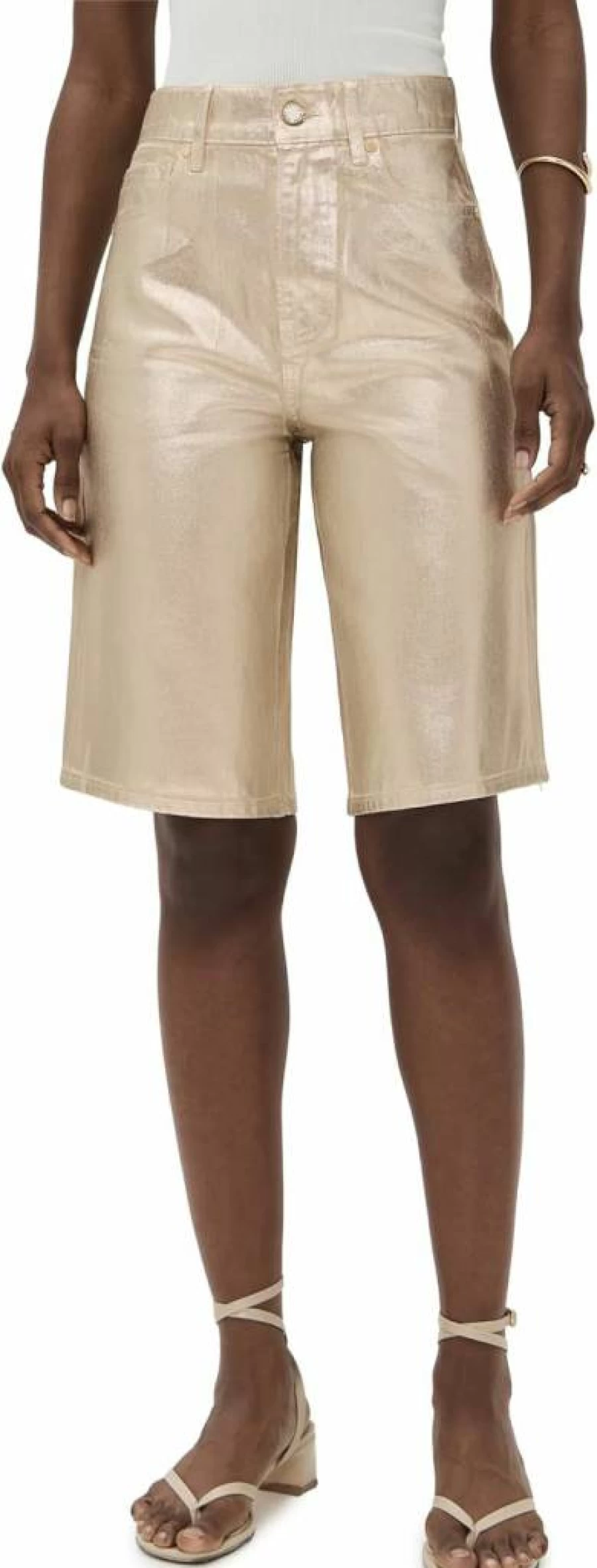 Veronica Beard Jean Women's Charlotte Mid Rise Metallic Shorts - Stylish High-Shine Denim Shorts for Women
