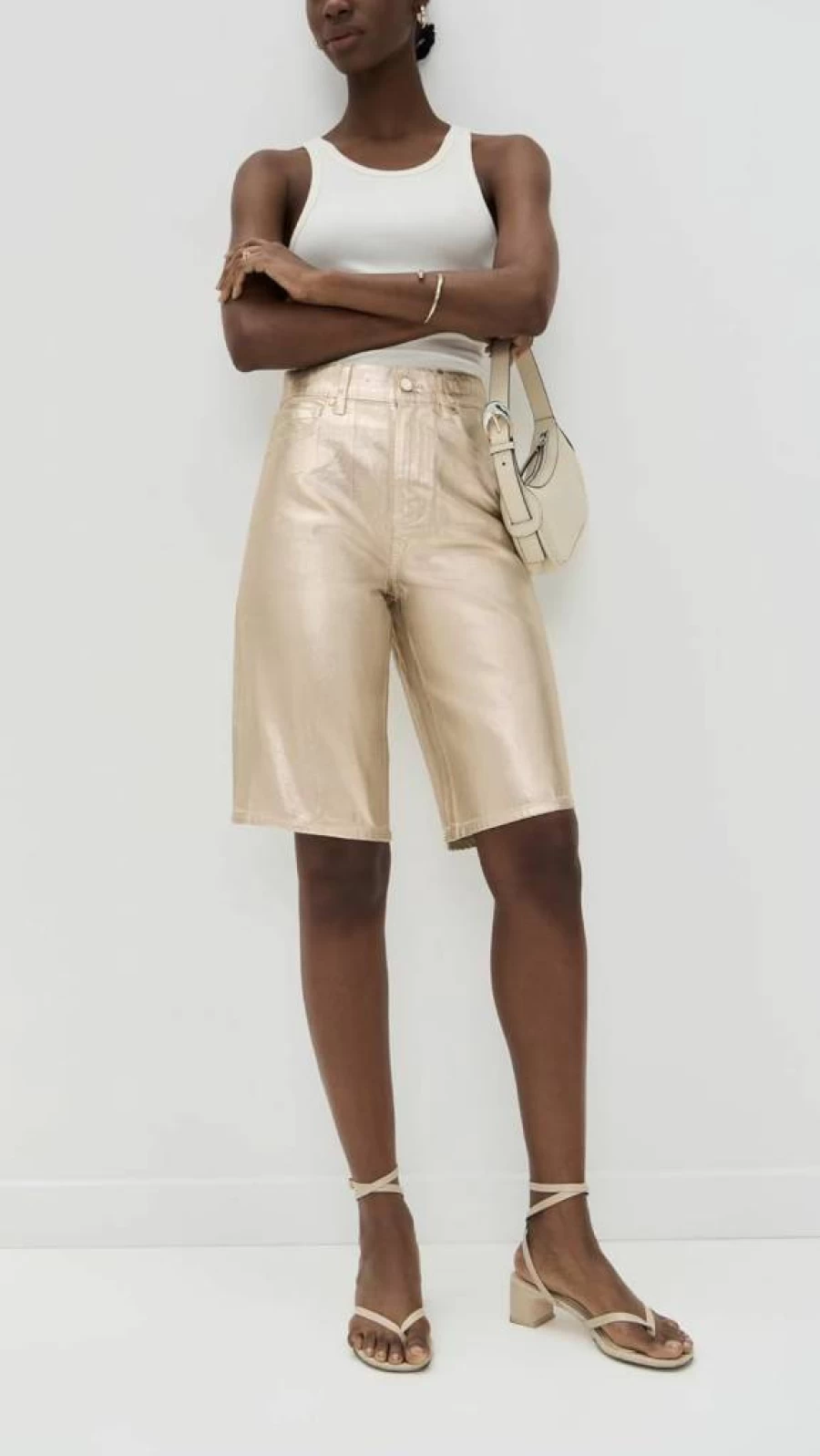 Veronica Beard Jean Women's Charlotte Mid Rise Metallic Shorts - Stylish High-Shine Denim Shorts for Women
