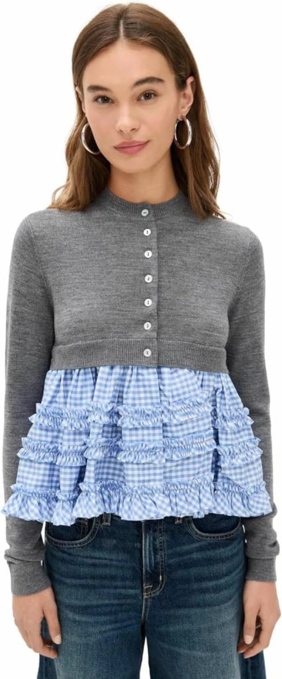 Sandy Liang Women's Pawpaw Print Cardigan Sweater - Cozy Knit Pullover