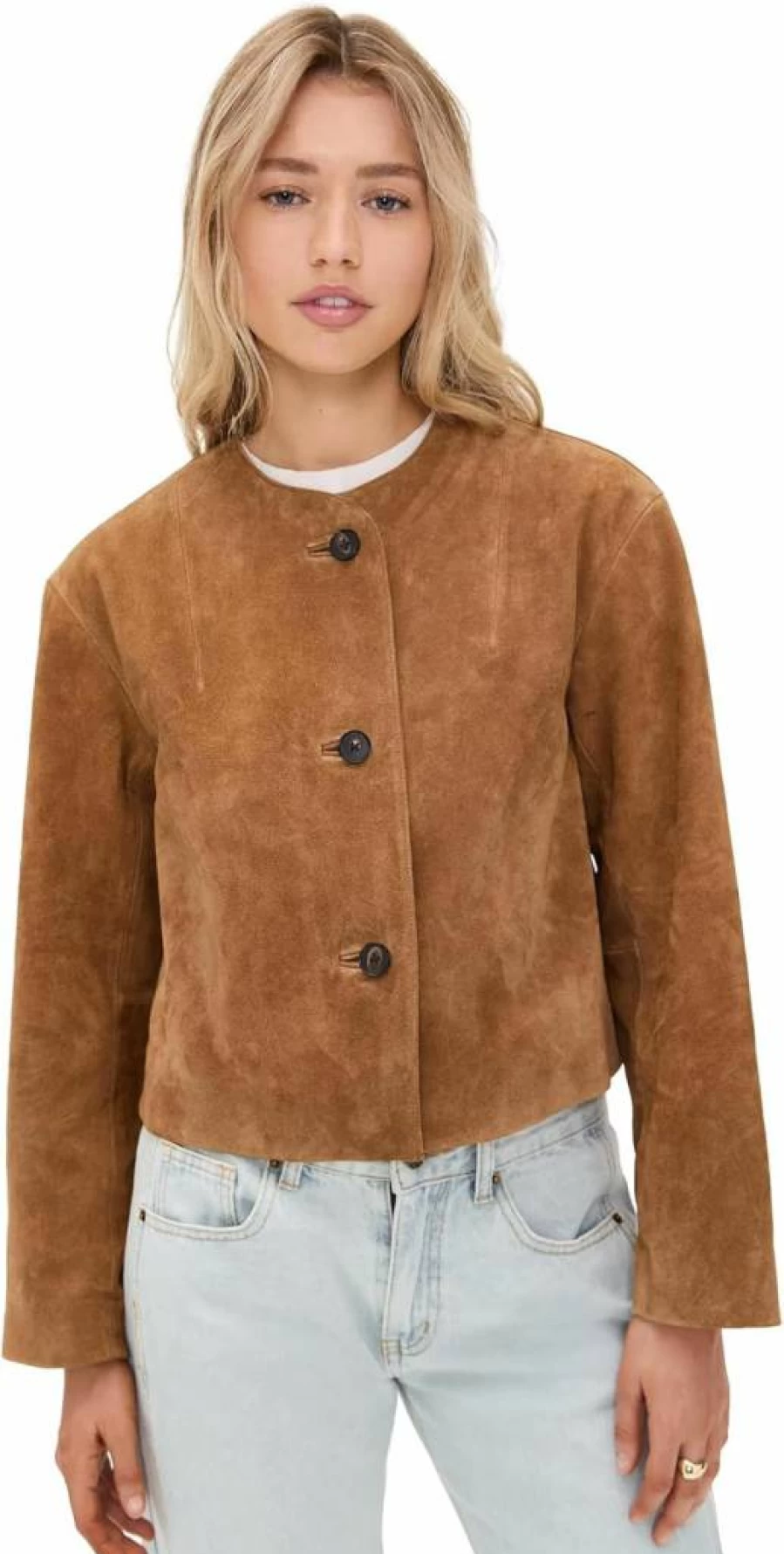 Madewell Women's Suede Cropped Cardigan Jacket - Lightweight Stylish Outerwear