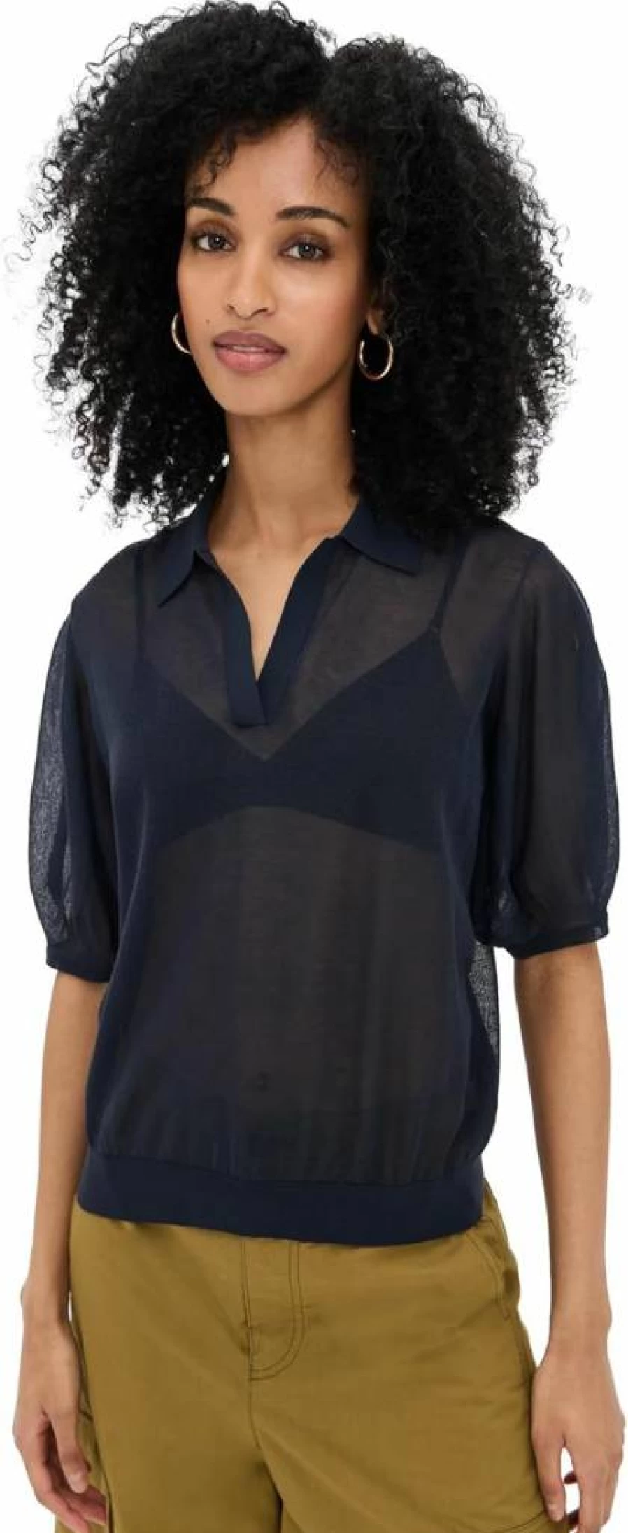 Theory Women's Blouson Polo Shirt - Classic Fit Casual Top