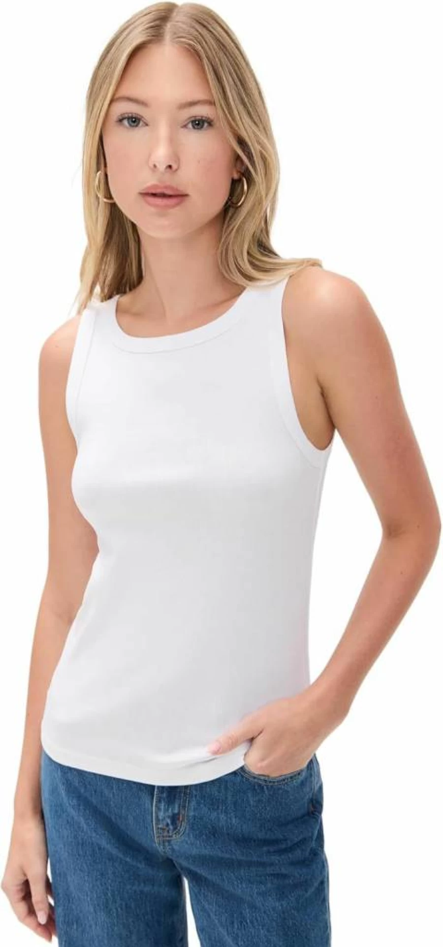 Madewell Women's Supima Rib High-Neck Essential Tank Top