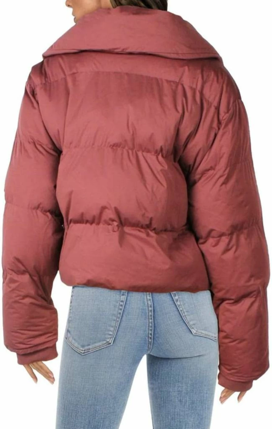 Avec Les Filles Women's Cropped Puffer Jacket - Warm Winter Coat, Heavyweight Quilted Design, Stylish Short Outerwear